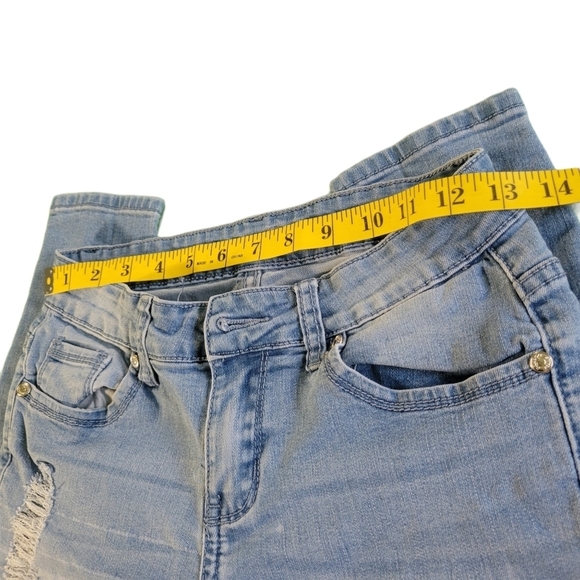 Final Price -Light Blue Distressed Low Rise Jeans - BamBoo Size 3/4 - Picture 6 of 11